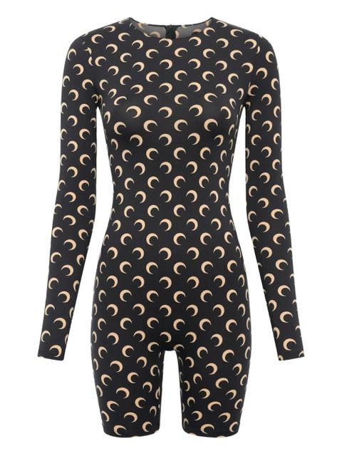 Marine Serre crescent-print long-sleeve jumpsuit - Black - zdjęcie produktu nr 1