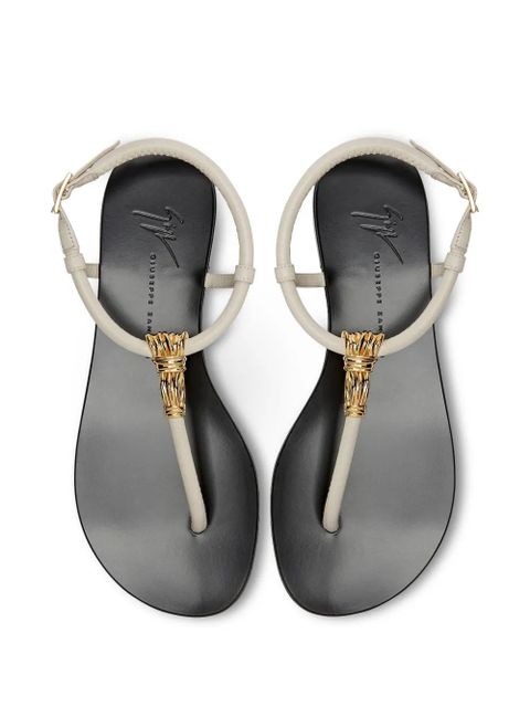 Giuseppe Zanotti Tie flat leather sandals - White - zdjęcie produktu nr 2