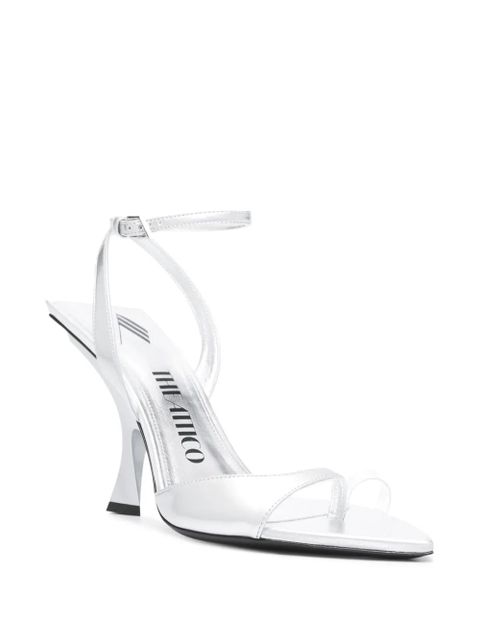 The Attico GG 95mm metallic leather sandals - Silver