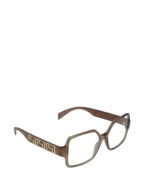 Versace Eyewear geometric logo glasses - Brown