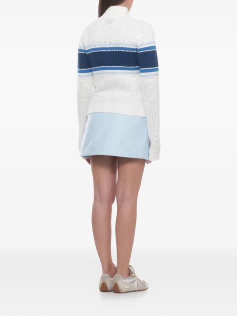 Casablanca striped pointelle-knit cardigan - White