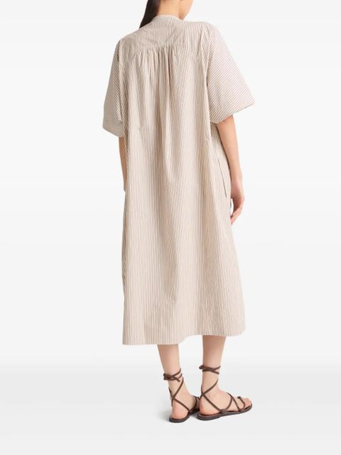 Yves Salomon striped midi dress - Brown