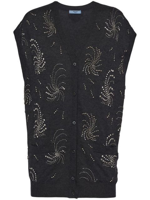 Prada embellished cashmere vest - Grey - zdjęcie produktu nr 1