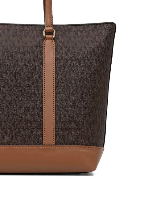 Michael Kors logo-print leather-trim tote bag - Brown
