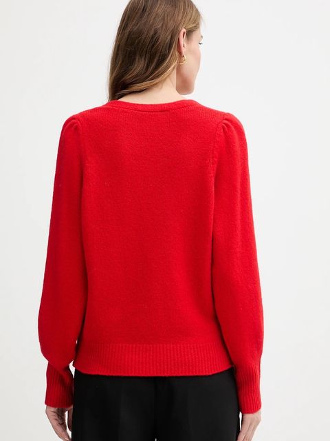 Morgan kardigan z dodatkiem wełny damski kolor czerwony MGOJI - zdjęcie produktu nr 2