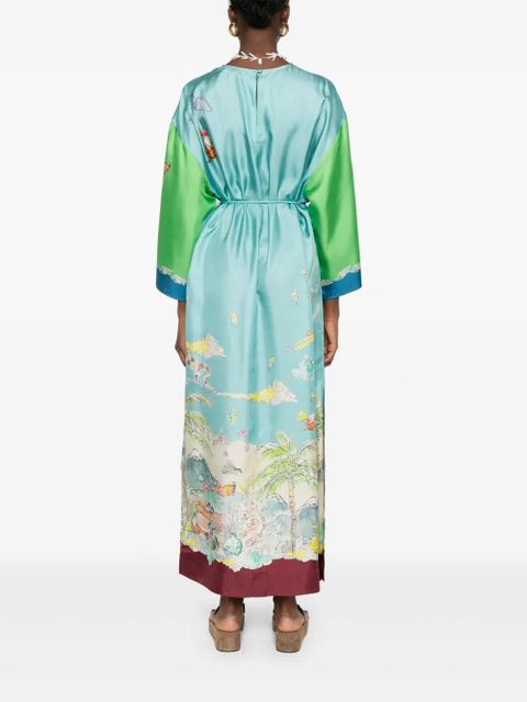 ALEMAIS Daria graphic-print silk midi dress - Blue