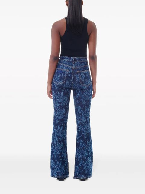 GANNI floral-print flared jeans - Blue