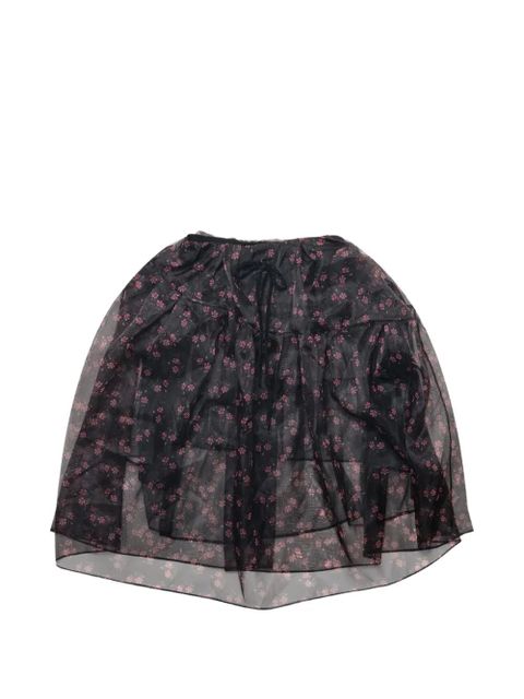 Simone Rocha floral-print tiered mini skirt - Black - zdjęcie produktu nr 1