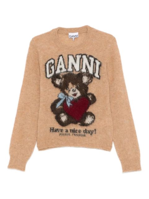 GANNI patterned-jacquard sweater - Brown - zdjęcie produktu nr 1