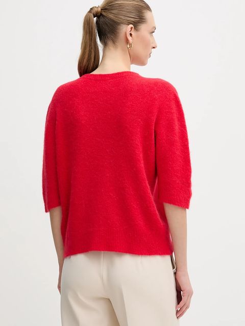 OUI sweter z dodatkiem alpaki damski kolor czerwony 95988