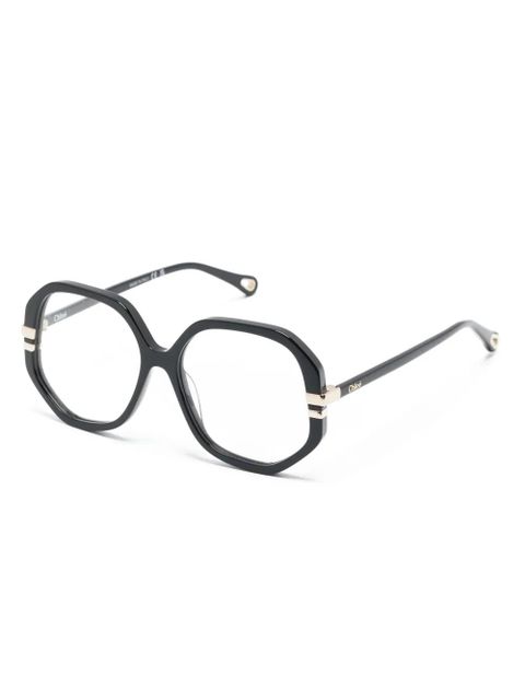 Chloé Eyewear logo-debossed square-frame glasses - Black - zdjęcie produktu nr 2