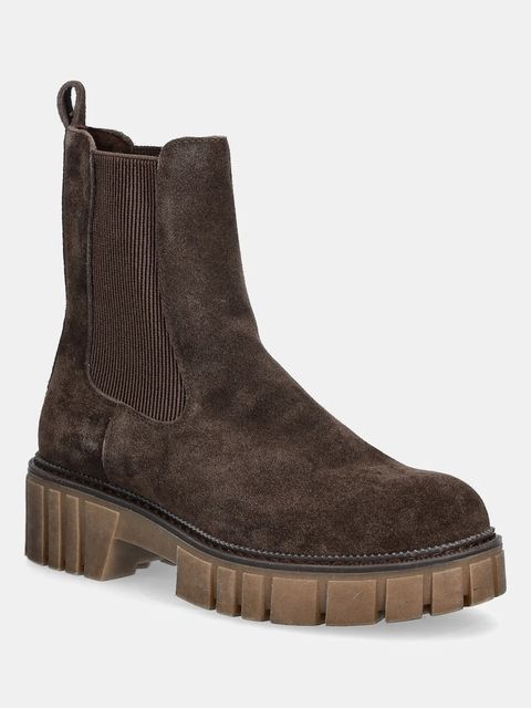 Medicine botki zamszowe kolor brązowy na platformie