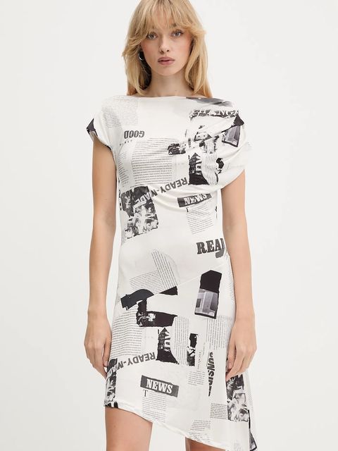 Desigual sukienka i sweter ORIANA kolor biały mini rozkloszowana 25WWVK42