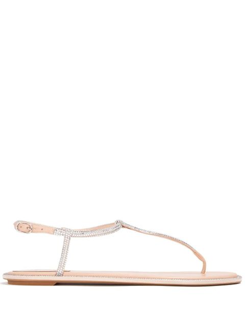 René Caovilla Diana crystal-embellished flat sandals - Neutrals - zdjęcie produktu nr 1