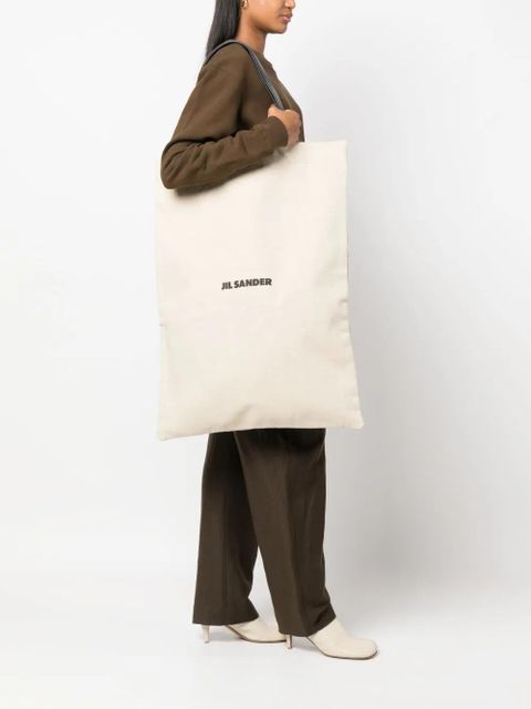Jil Sander logo-print canvas tote bag - Neutrals