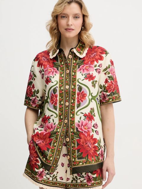 Farm Rio koszula z dodatkiem lnu kolor multicolor regular z kołnierzykiem klasycznym 344169 - zdjęcie produktu nr 1