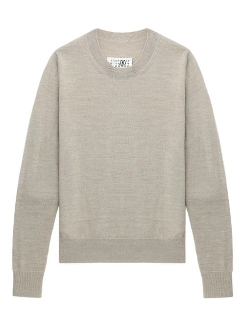 MM6 Maison Margiela elbow-patch crew-neck sweater - Neutrals - zdjęcie produktu nr 1