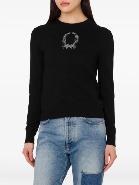 Moschino Laurel Crown embroidered logo sweater - Black
