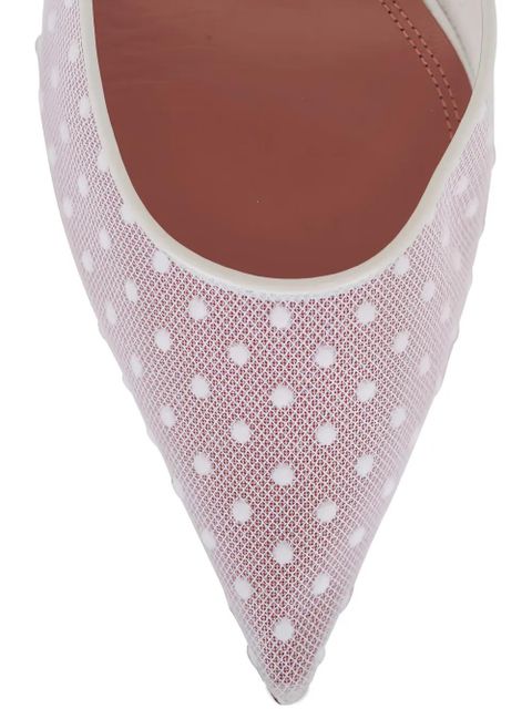 Amina Muaddi Holli dotted slingback pumps - White