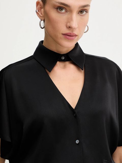 Karl Lagerfeld koszula damska kolor czarny relaxed z kołnierzykiem klasycznym A4W11040 - zdjęcie produktu nr 2