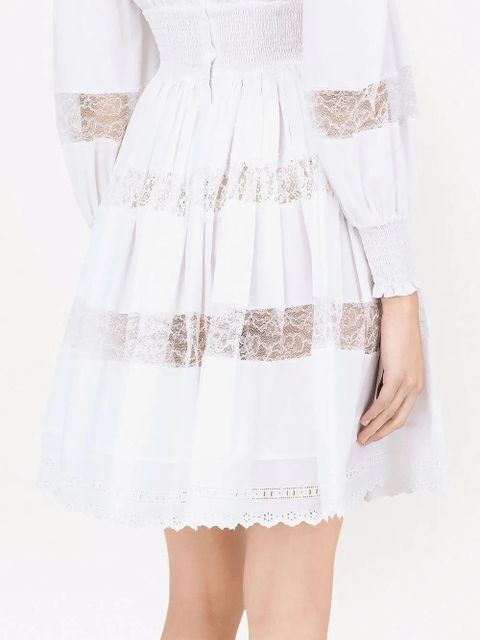 Dolce & Gabbana lace-panel long-sleeve dress - White