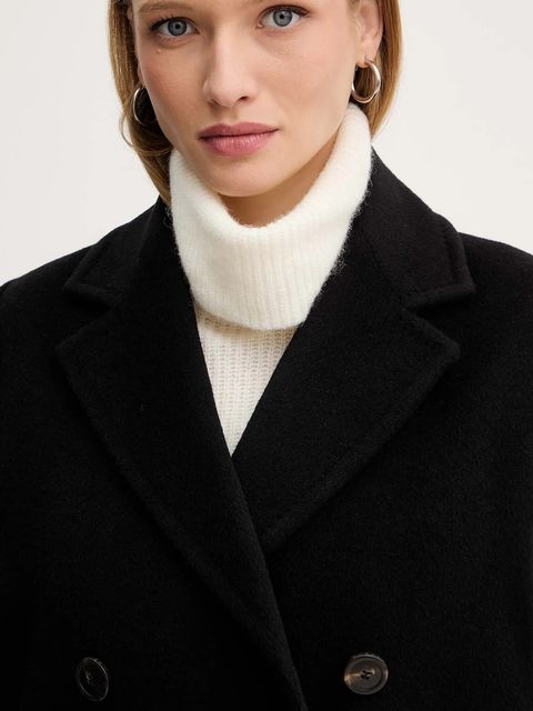 Weekend Max Mara płaszcz z dodatkiem wełny ZUFOLO kolor czarny 2525016092600