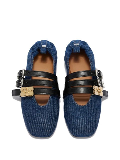 GANNI buckle-strap ballet flats - Blue