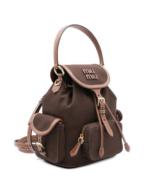 Miu Miu canvas leather backpack - Brown