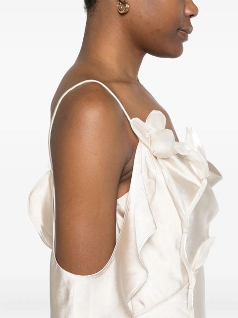 Self-Portrait flower satin mini dress - Neutrals