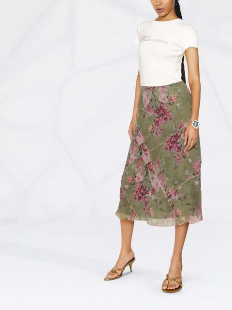 Blumarine stud-embellished logo T-shirt - White