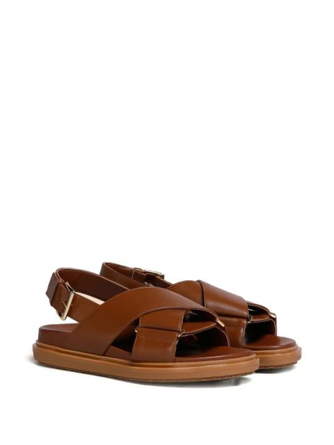Marni cross-strap leather sandals - Brown