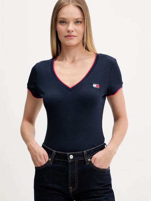 Tommy Jeans T-shirt damski bawełniany z elastanem - zdjęcie produktu nr 1