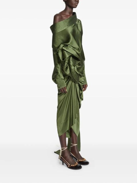 DRIES VAN NOTEN draped midi skirt - Green