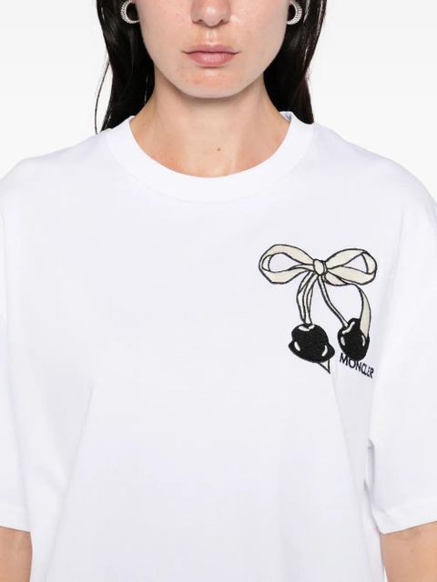 Moncler bow-embroidered T-shirt - White
