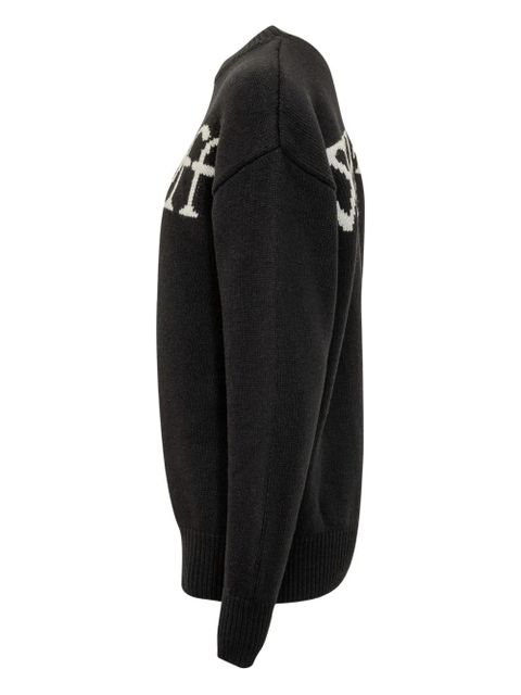 Off-White logo-intarsia sweater - Black