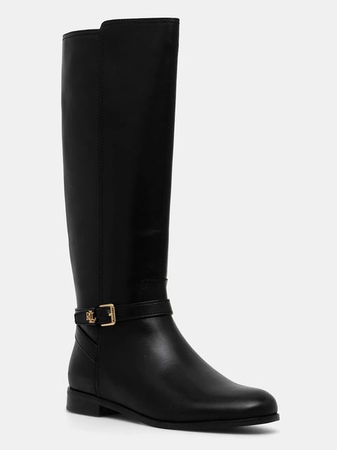 Lauren Ralph Lauren kozaki skórzane Brooke Tll 2 damskie kolor czarny na płaskim obcasie 802967769001 - zdjęcie produktu nr 1