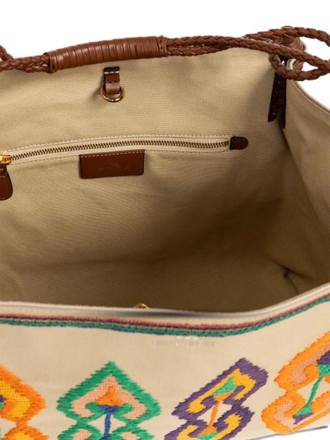 ETRO medium Libra embroidered braided-handle shoulder bag - Neutrals