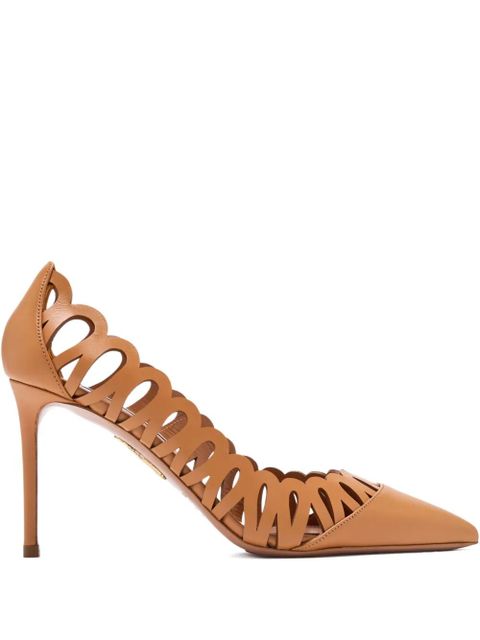 Aquazzura 85mm Peep scalloped-cut pumps - Brown - zdjęcie produktu nr 1