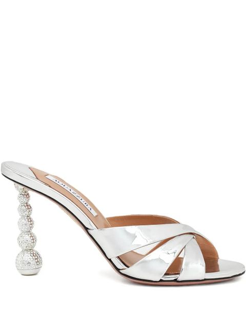 Aquazzura Yes Baby crystal-embellished heeled sandals - Silver