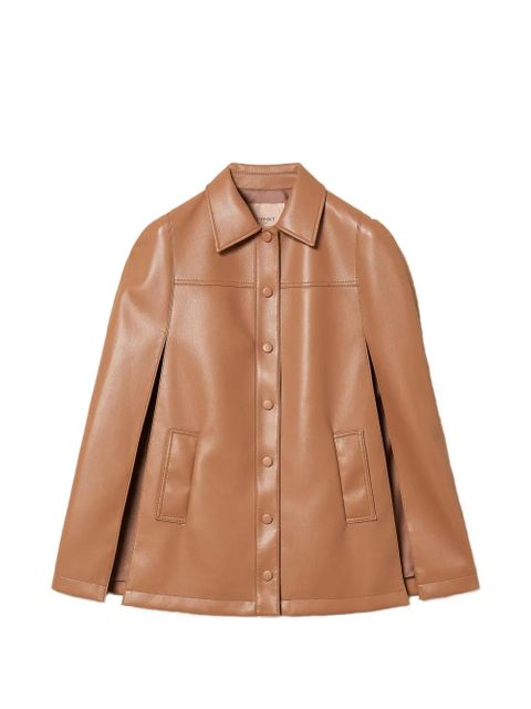 TWINSET button faux-leather cape jacket - Brown - zdjęcie produktu nr 1