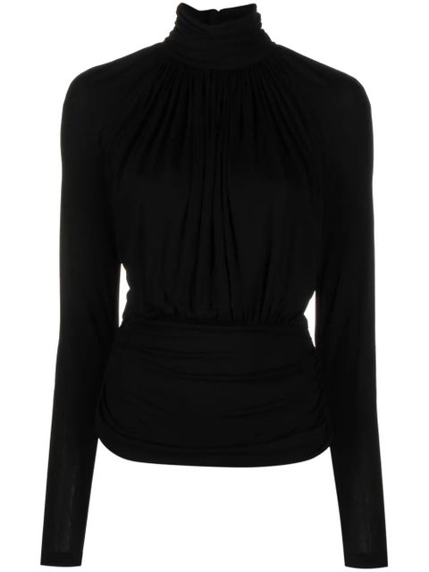 Saint Laurent gathered cut-out top - Black - zdjęcie produktu nr 1