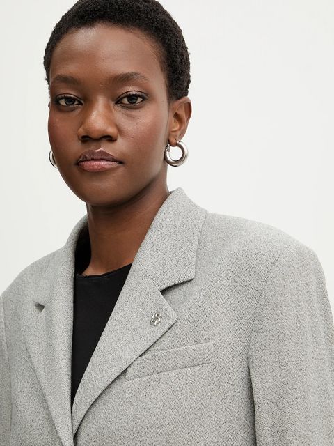 BOSS marynarka z dodatkiem wełny Jakara kolor szary jednorzędowa gładka 50554946