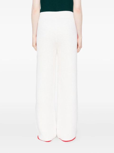 Casablanca contrast-trim waffle-knit trousers - Neutrals