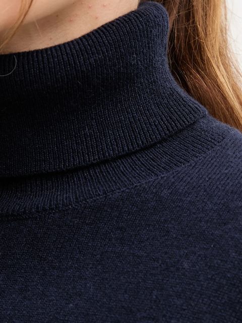 United Colors of Benetton sweter kaszmirowy kolor granatowy lekki z golfem 1033D202D