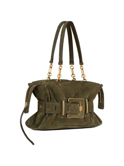 Balmain Anthem suede shoulder bag - Green