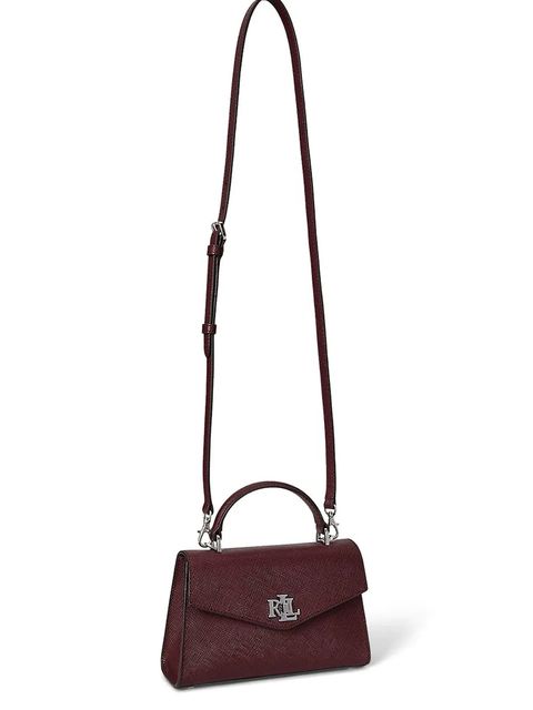 Lauren Ralph Lauren torebka skórzana kolor bordowy 431966765