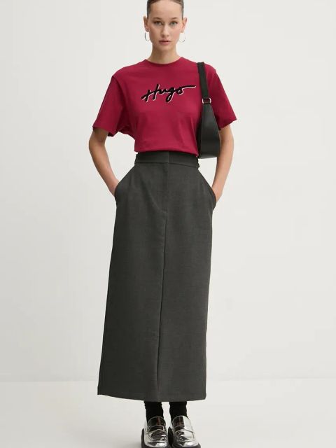 HUGO spódnica kolor szary midi prosta 50522735