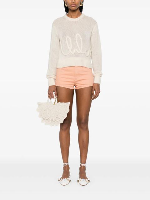 Chloé logo-plaque shorts - Orange