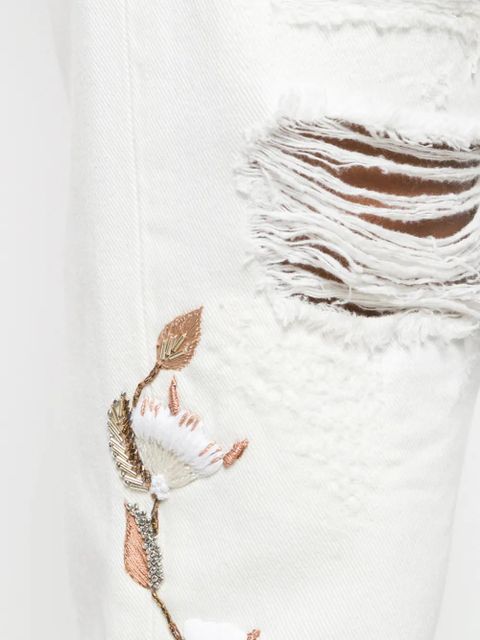 Off-White distressed flowers jeans