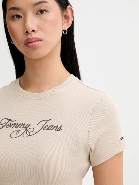 Tommy Jeans t-shirt damski kolor beżowy DW0DW21838